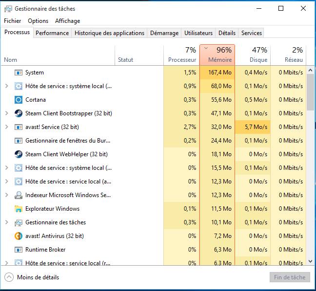 Parmètres Windows 10