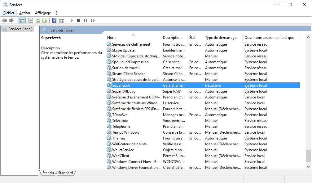 Parmètres Windows 10