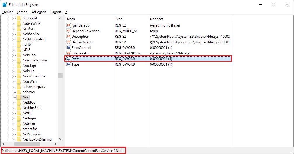 Parmètres Windows 10